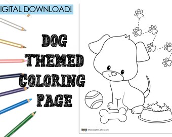 Page de coloriage imprimable, téléchargement numérique, coloriage de chien, activité de coloriage, coloriage, coloriage imprimable, activité des enfants