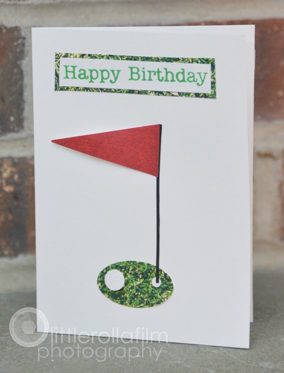 Birthday Card With 3 D Golf Ball Flag Card For Him Golf Etsy