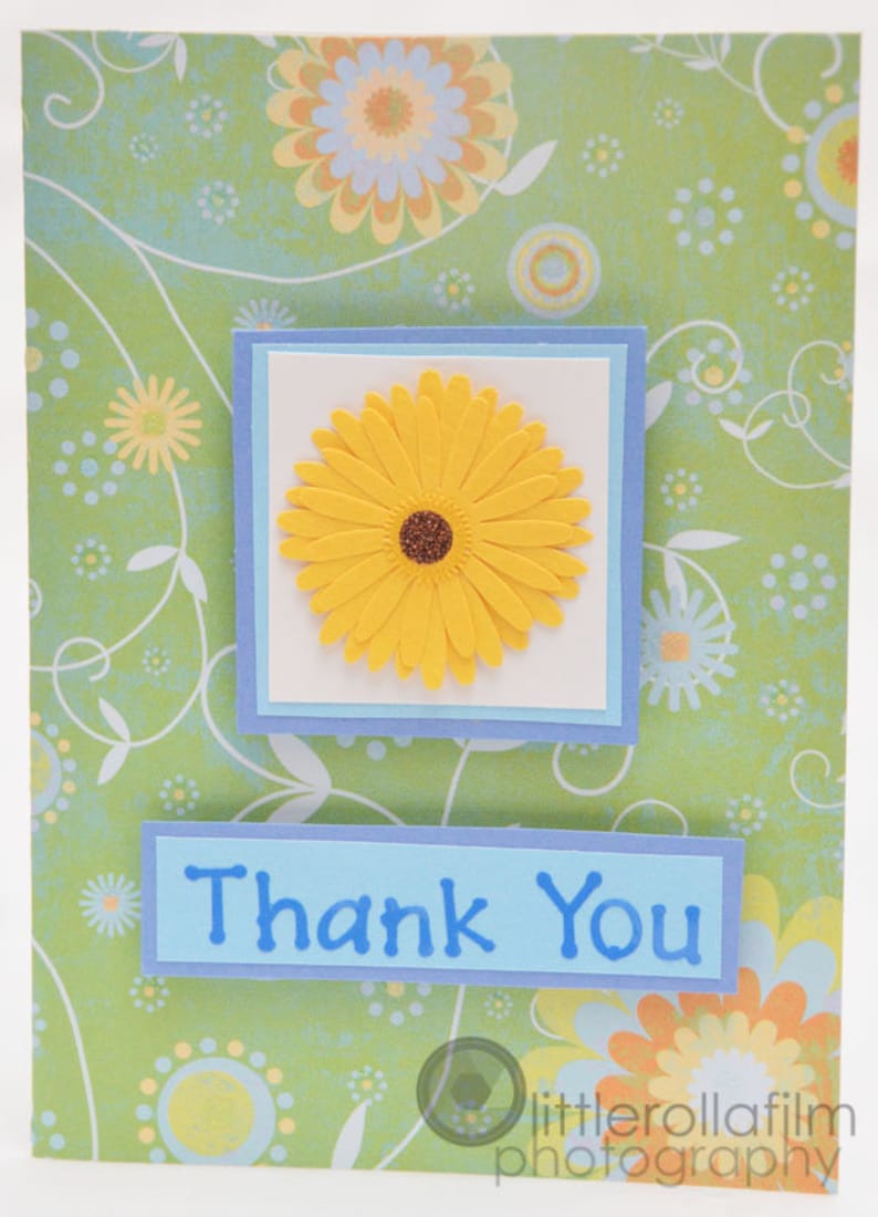 Thank You Card for Her Thank You Card for Child Package of Cards Thank You Greeting Card Set of 5 Bright /& Colorful Glitter Floral