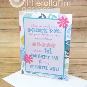 Mother's Day Card for Wife, Happy 1st Mother's Day, First Mother's Day Card, New Mom Card, Mother's Day Gift, Card for Wife, First Time Mom