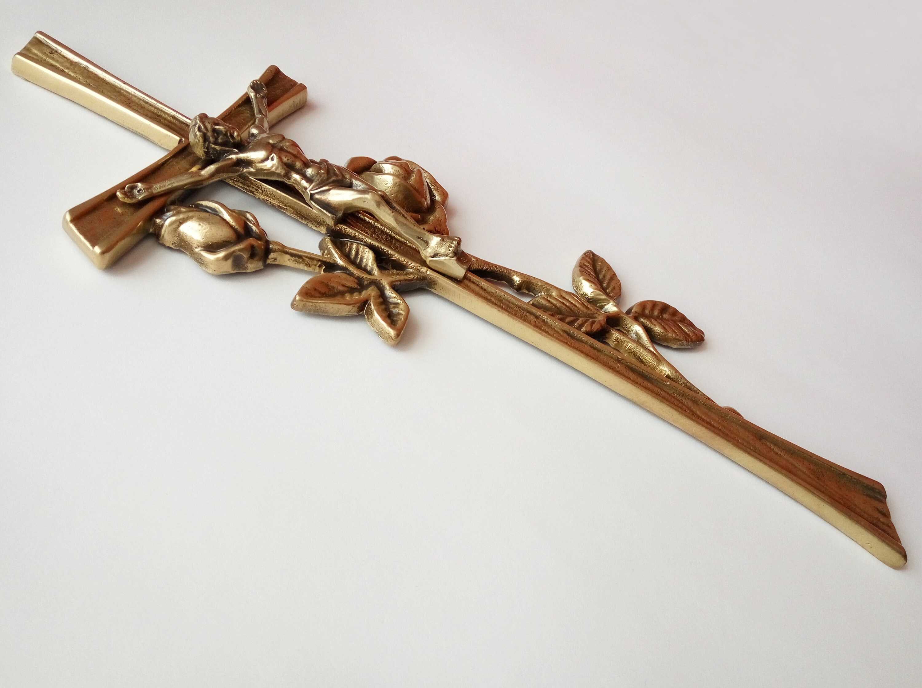 Grave ornaments Catholic grave decoration Large crucifix Brass Etsy