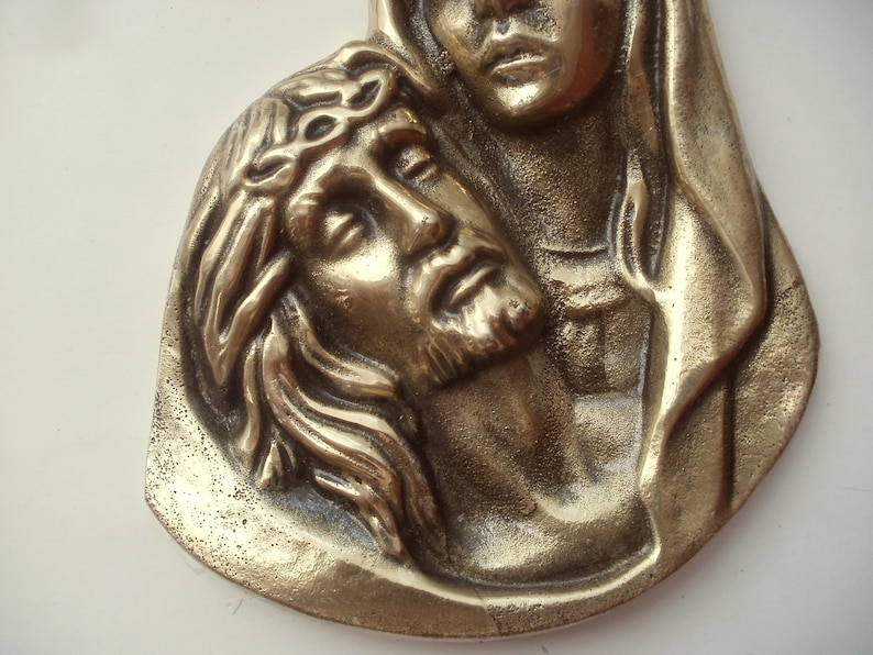 Grave Ornaments Virgin Mary & Jesus Christ Brass Tombstone Etsy
