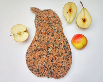 Serving tray Charcuterie boards Snack tray Stone Cheese board Pear shaped Granite trencher Vegan gift Decorative dish