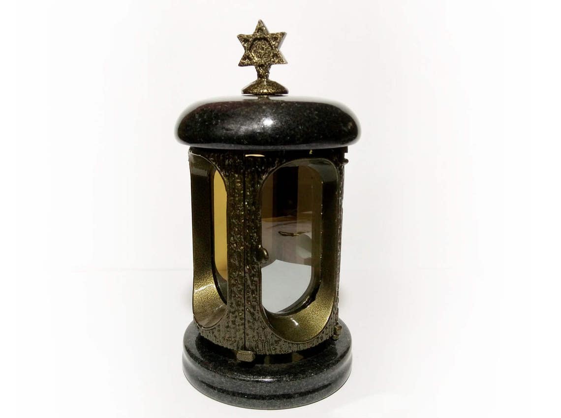 Judaica Candle Sconce Jewish Tombstone Decor Granite Monument Etsy