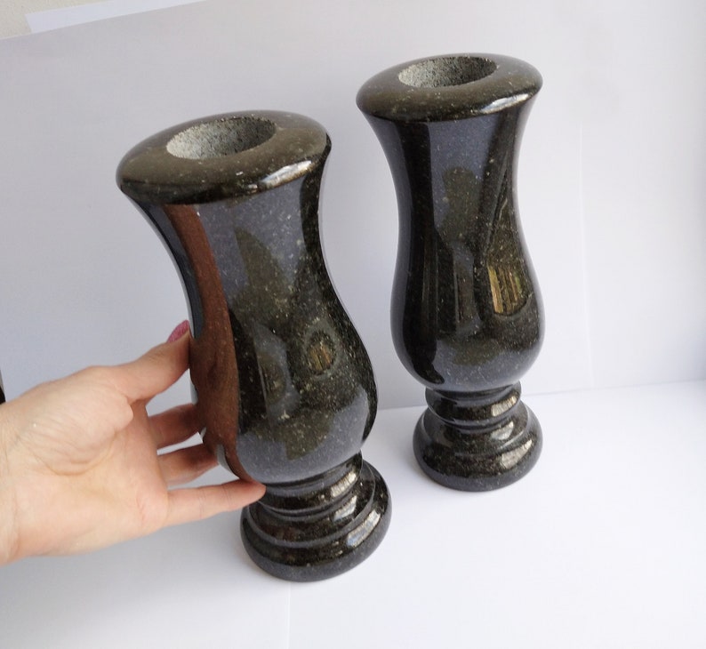 Memorial vase Cemetery vase Black Grave decoration Cemetery Etsy
