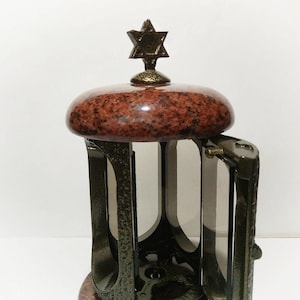 Judaica candle sconce Jewish tombstone decor Granite monument headstone decorating Gravestone Star of david Cemetery graveside candle holder