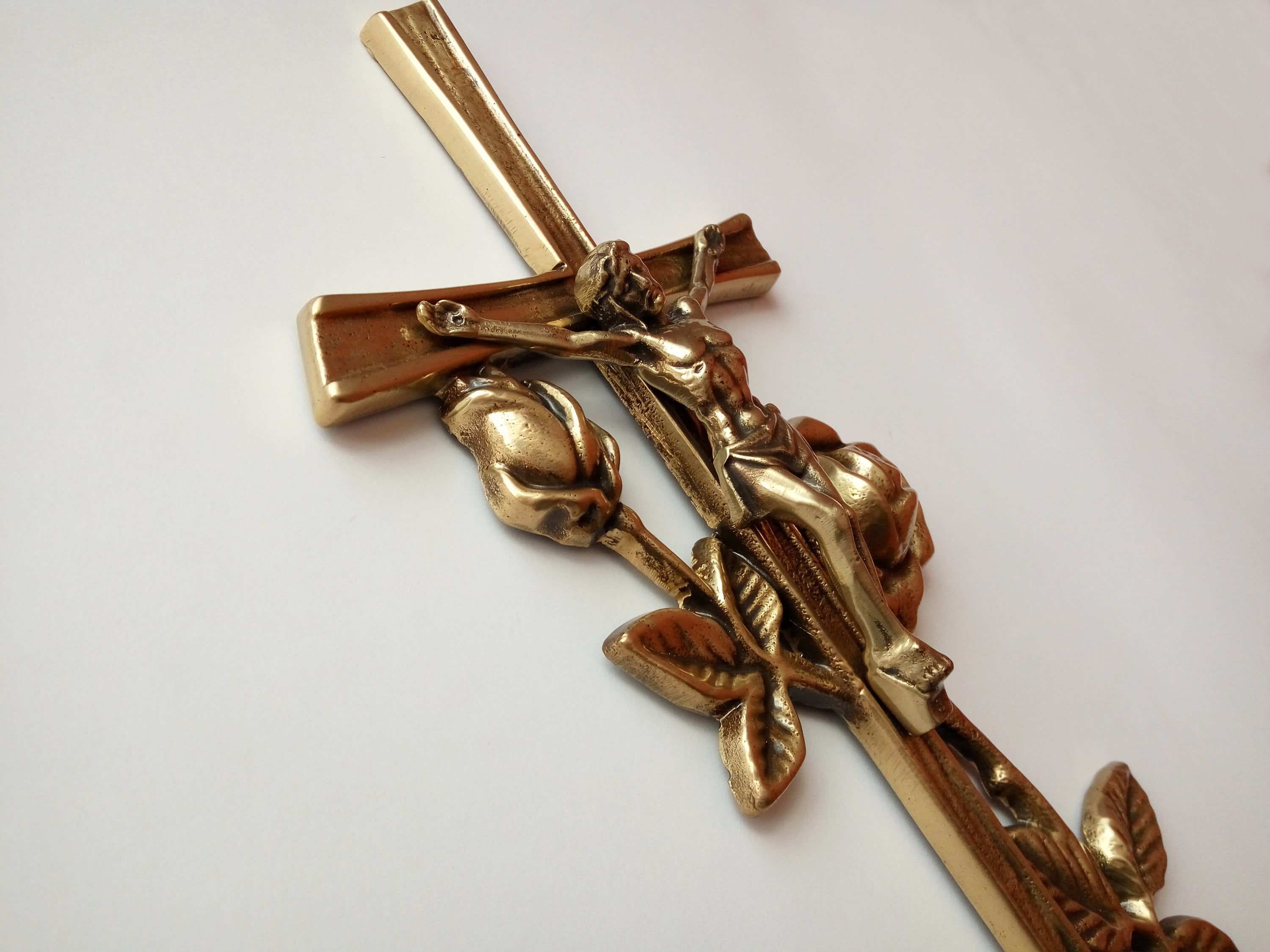 Grave ornaments Catholic grave decoration Large crucifix Brass Etsy