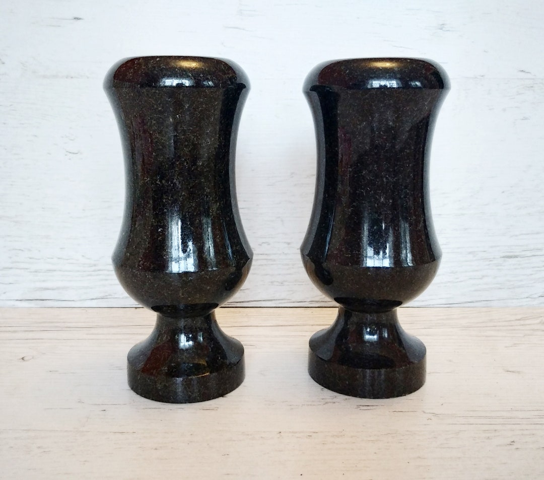 Cemetery Vase Memorial Vase Black Granite Cemetery Flowers Vase