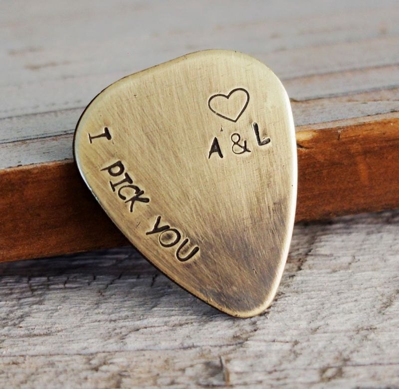 Custom engraved guitar pick guitar pick couples initials I Etsy