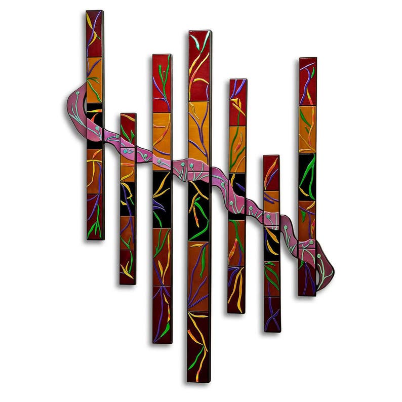 Extra Large Wall Art Set of 7 Abstract Fused Glass Made to Etsy