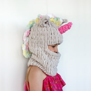 Pasamontañas de unicornio, mascarilla de animal, pasamontañas de punto, regalo para amantes de los unicornios, gorro de crochet, gorro de dibujos animados para festival EDC