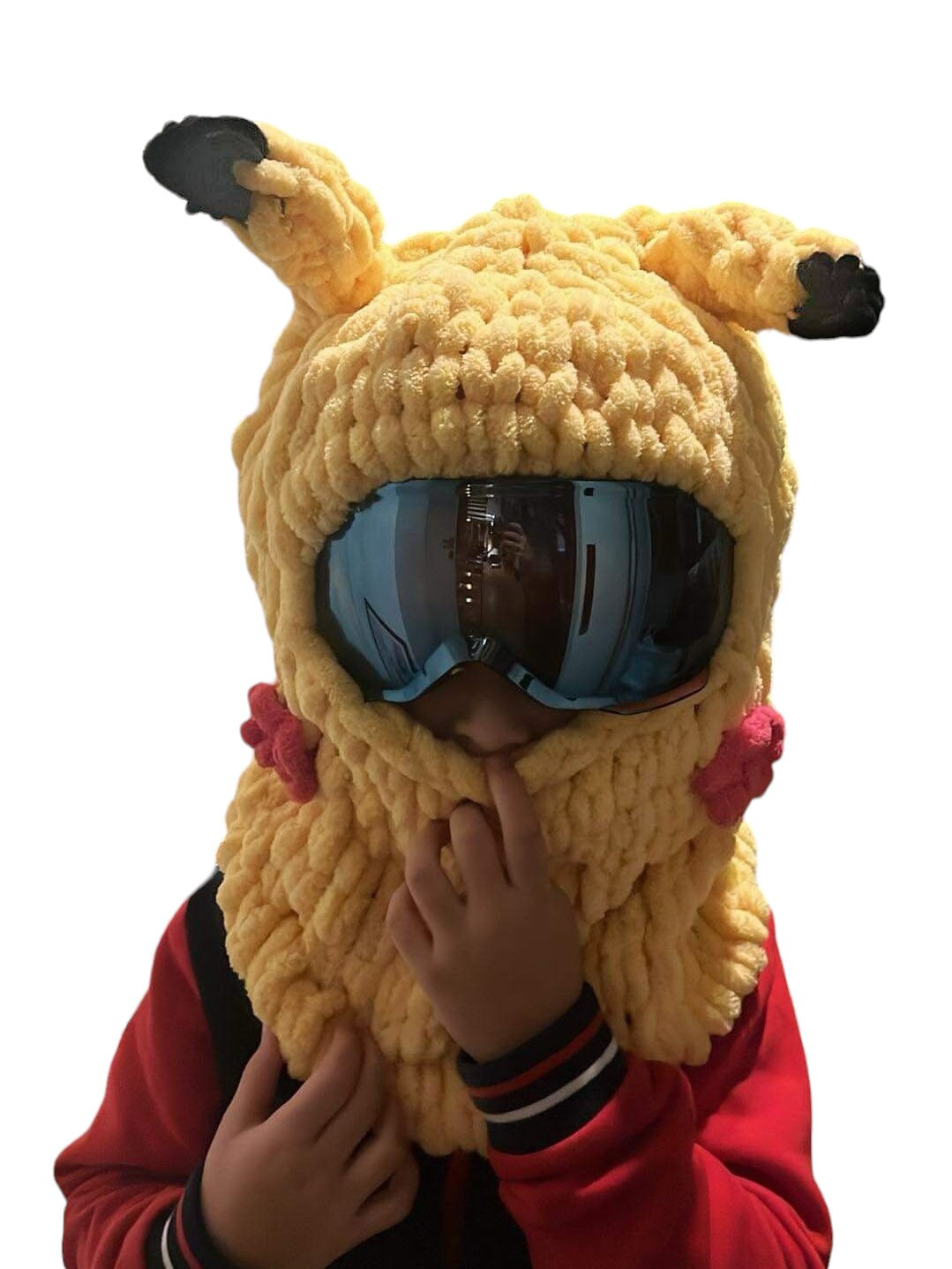 Balaclava for Helmet, Animal Face Mask, Knitted Ski Mask, Snowboard Helmet Cover, Crochet Helmet