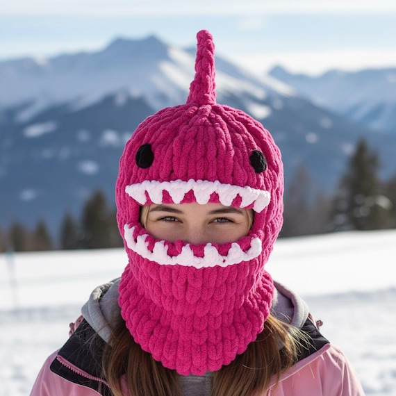 Shark Balaclava for Helmet, Snowboard Helmet Cover, Crochet Animal