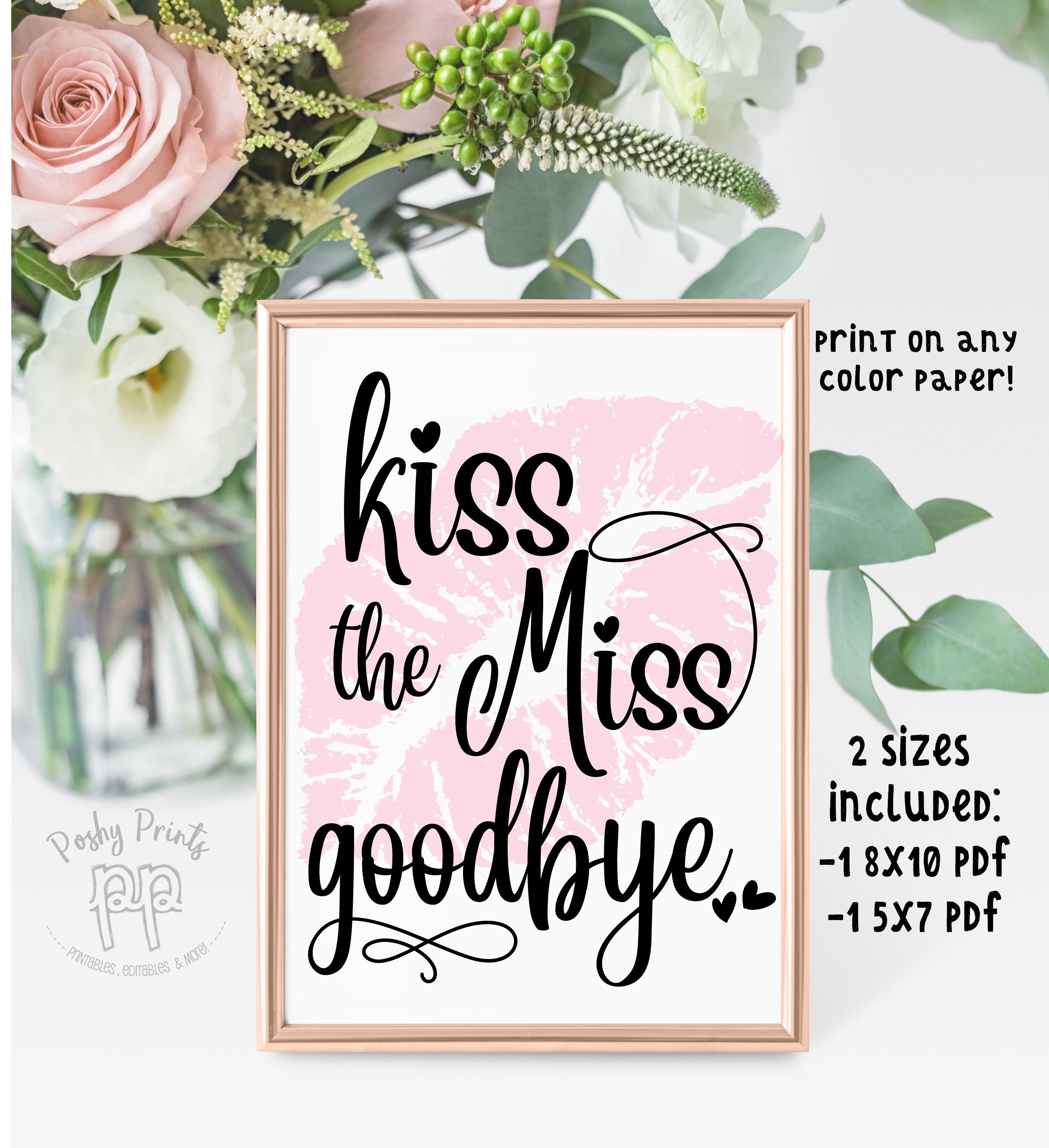 Kiss the Miss Goodbye Printable Digital File Bridal Shower | Etsy