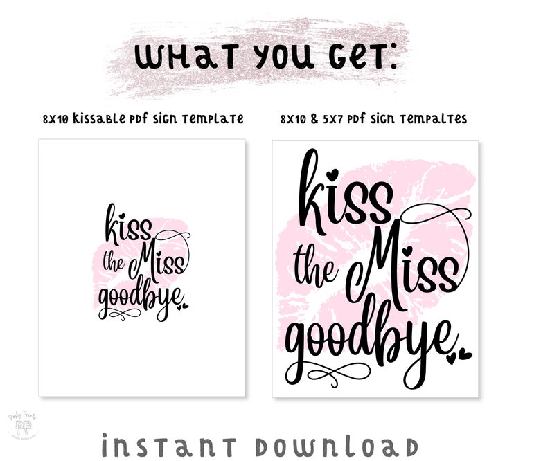 Kiss the Miss Goodbye Printable Digital File Bridal Shower | Etsy
