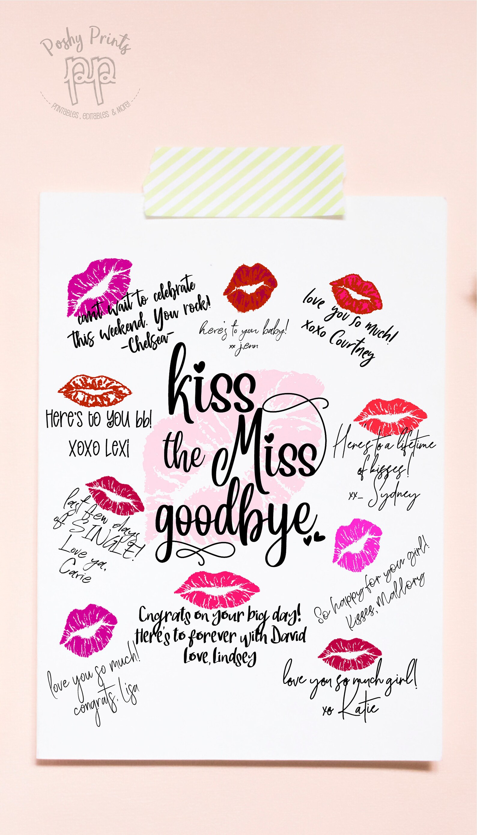 Kiss the Miss Goodbye Printable Digital File Bridal Shower | Etsy