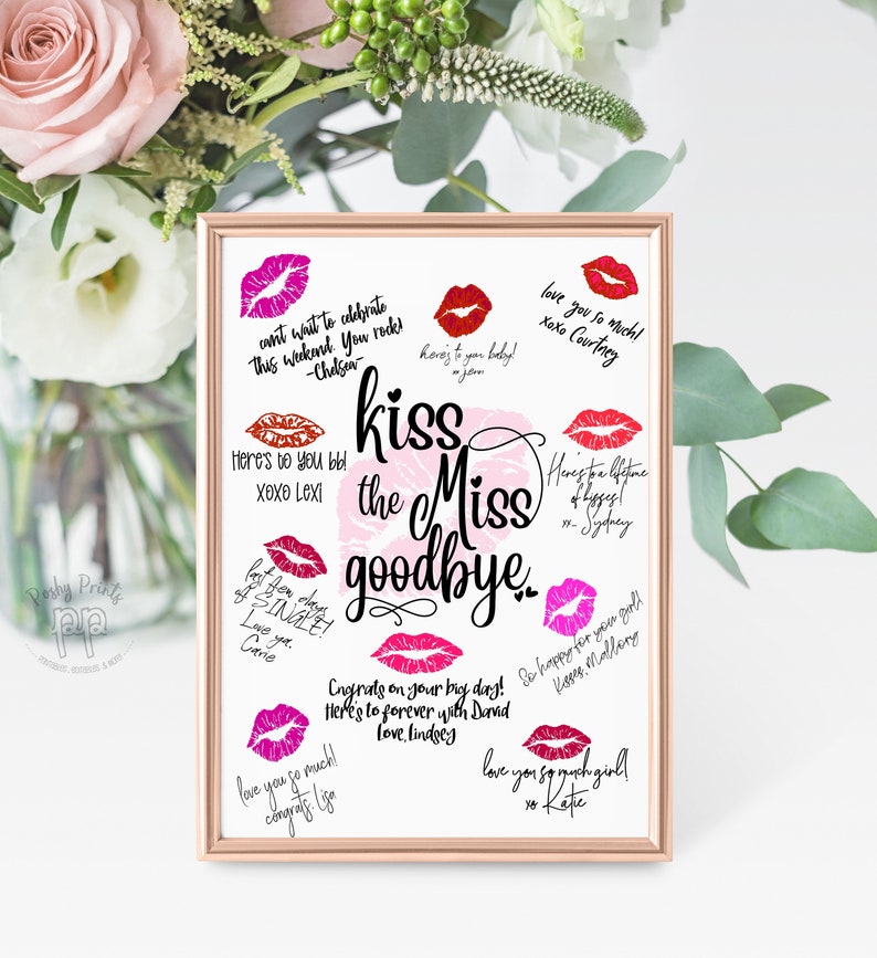 Kiss the Miss Goodbye Printable Digital File Bridal Shower | Etsy