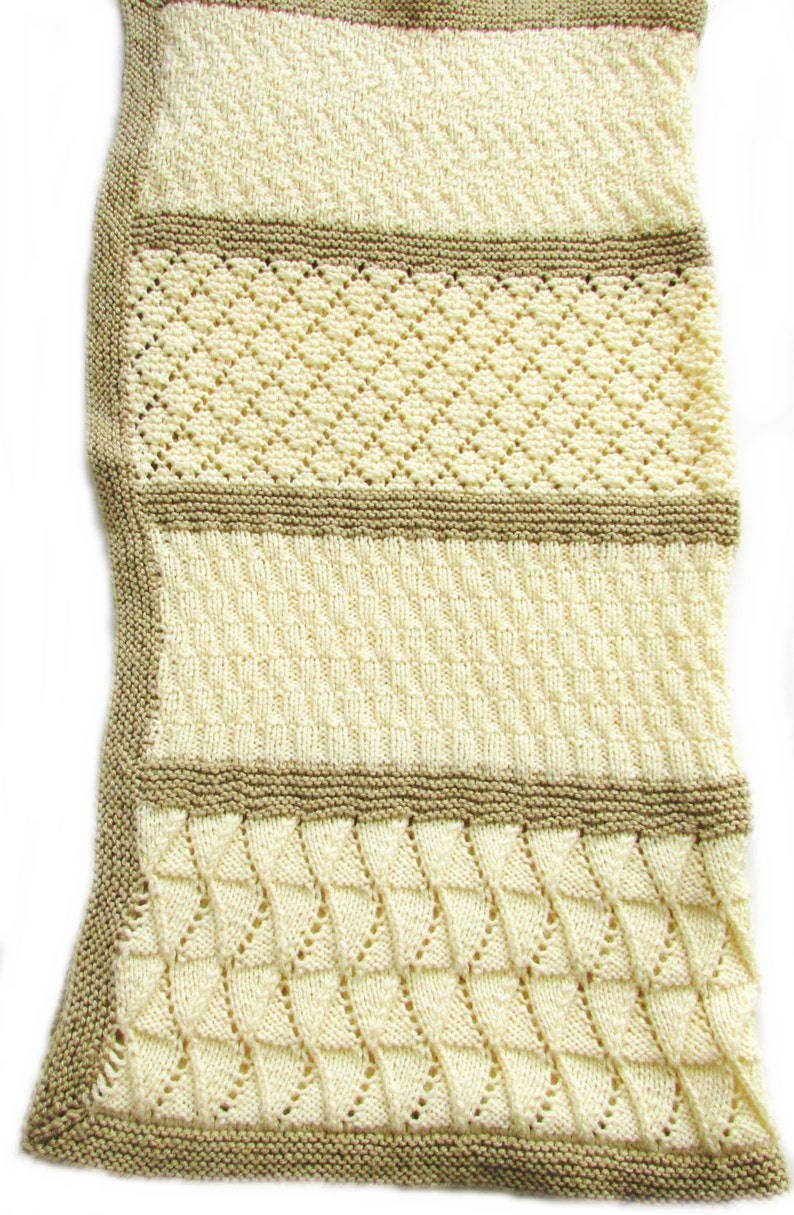 Sampler Baby Blanket Knitting Pattern Rib and Lace Sampler Etsy