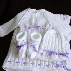 STRICKMUSTER PDF Lilie Neugeborene Baby Set Muster, Baby Decke, Beanie, Booties Baby Strickjacke Muster - Baby Shower Muster Set