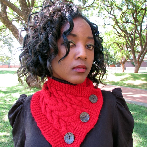 Knitted Button Scarf Etsy