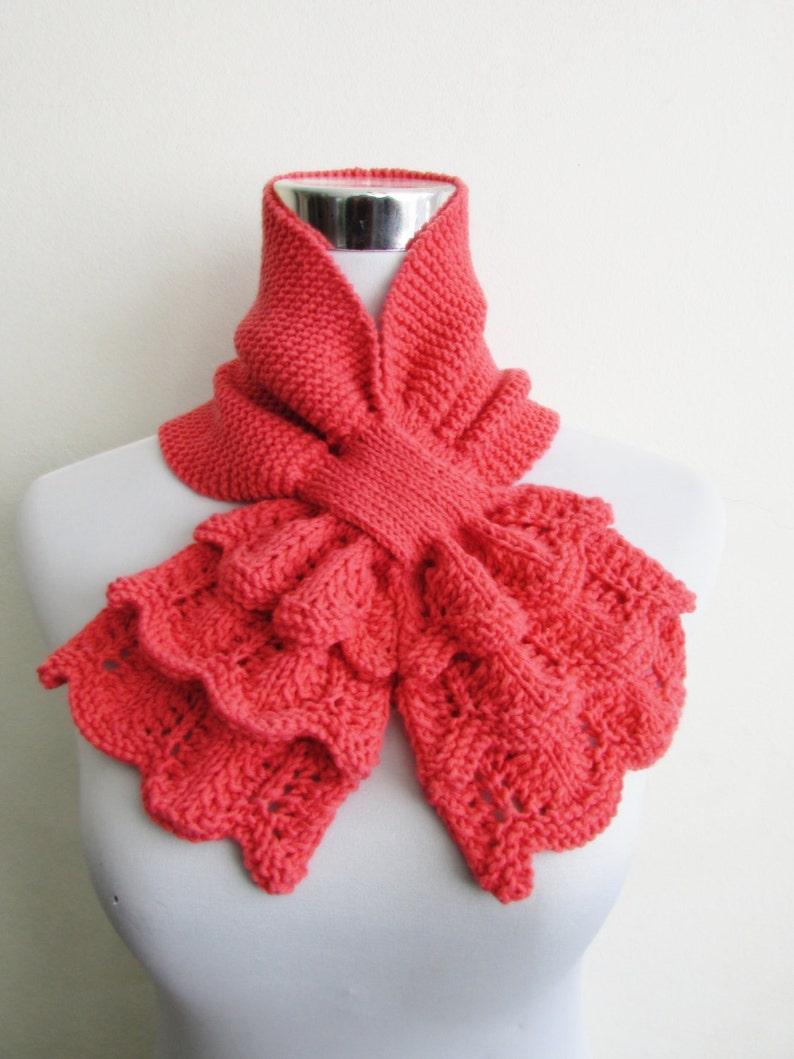 Keyhole Scarf Knitting Pattern Lacy Neckwarmer Knit Pattern Etsy