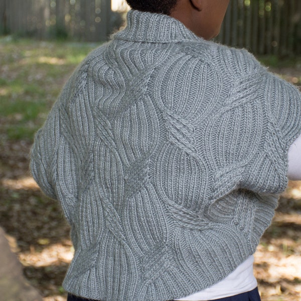 Thenjie Shrug Knitting Pattern - Chunky Cabled Bolero Knitting Pattern