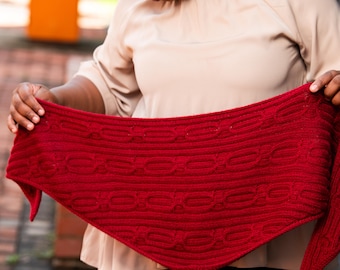 Knitting Pattern Cabled Triangle Shawl - Zazi Shawl - Instant PDF Download