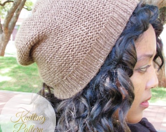 Slouchy Beanie Knitting Pattern – Easy Knit Winter Hat (PDF Pattern)