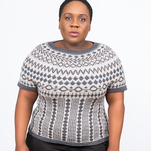 Stranded Colourwork Top Knitting Pattern – Fair Isle, Circular Yoke (PDF Pattern) - Esther Tee