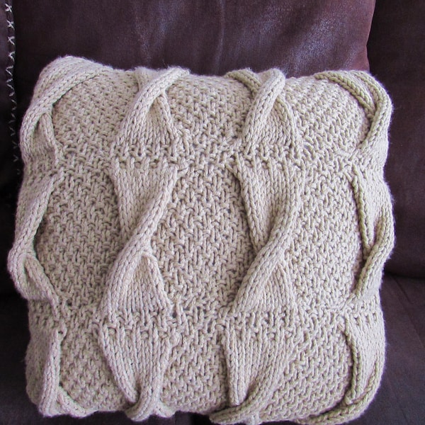 Loose Cables Cushion Cover Knitting Pattern - Home Decor Knitting Pattern