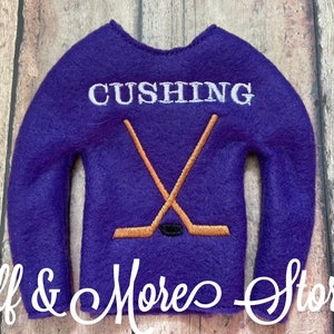 Custom Christmas Elf Team Hockey Sweater Shirt Clothes Clothing Photo Prop