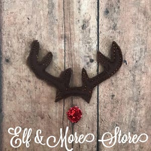 Custom Christmas Elf Reindeer Costume Antlers Red Nose Photo Prop