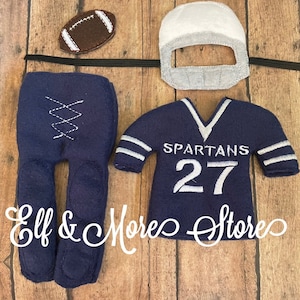 Custom Christmas Elf Football Set Jersey Helmet Pants Ball Clothing Clothes Photo Prop