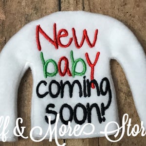 Custom Christmas Elf Pregnancy Announcement Sweater Photo Prop Baby