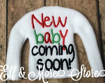 Custom Christmas Elf Pregnancy Announcement Sweater Photo Prop Baby