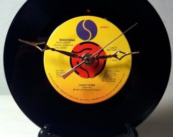 Recycled MADONNA 7" Record • Song: Lucky Star • Record Clock