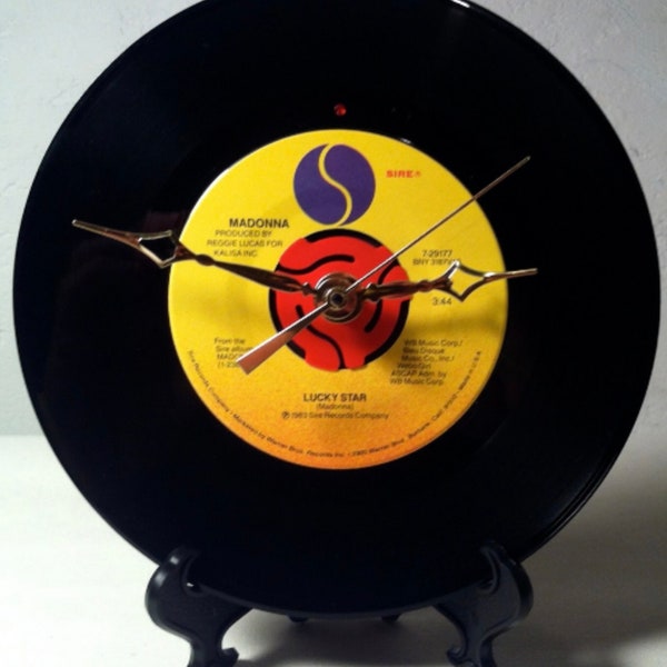 Recycled MADONNA 7" Record • Song: Lucky Star • Record Clock