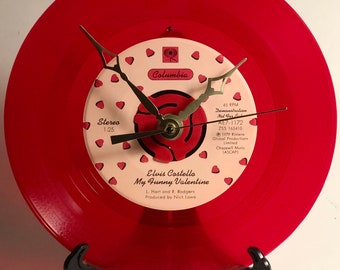 Recycled ELVIS COSTELLO 7" Record / My Funny Valentine / Record Clock