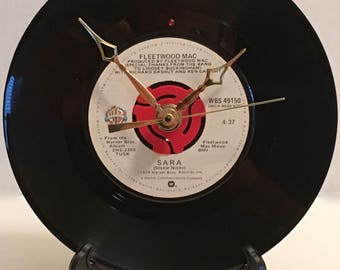 Recycled FLEETWOOD MAC 7" Record • Song: SARA • Record Clock