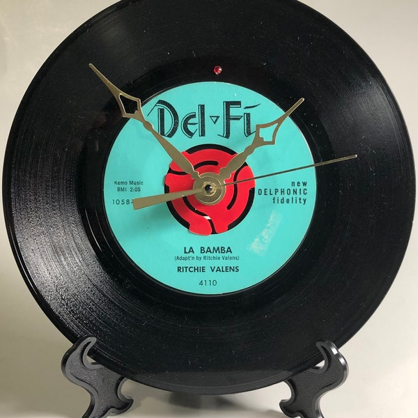 Recycled RITCHIE VALENS 7" Record 1st press • La Bamba • Record Clock