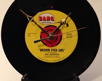 Recycled VAN MORRISON 7" Record • Song: Brown Eyed Girl • Record Clock