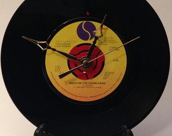 Recycled THE PRETENDERS 7" Record • Song: Back On The Chain Gang • Record Clock