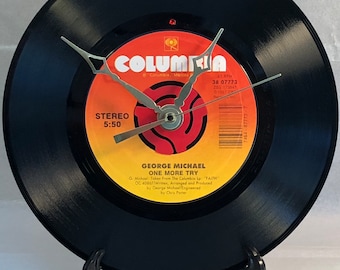 Recycled George Michael 7" Record • One More Try • Record Clock