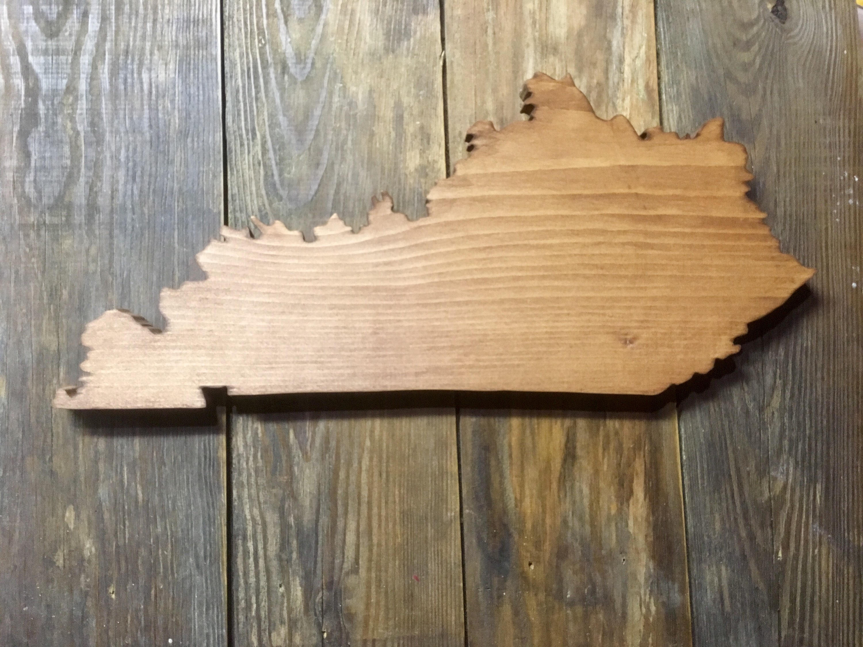 Wood State Cutout Kentucky KY Wooden Cutout Wall Art Hanging Etsy