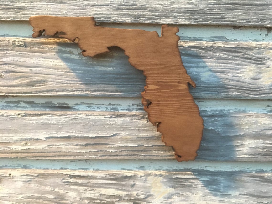 Wood Florida Cutout Sign FL State Wooden Cutout Wall Art Etsy