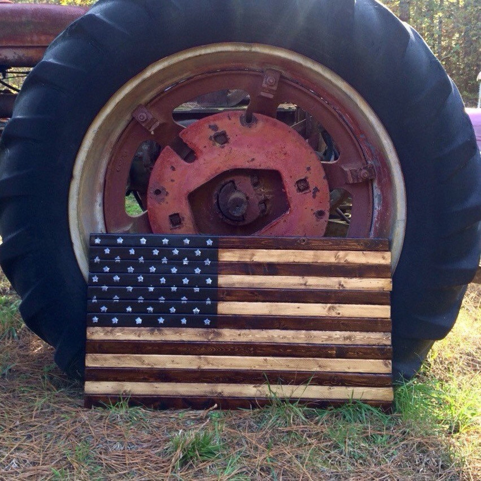 Rustic Wood American Flag Art Etsy