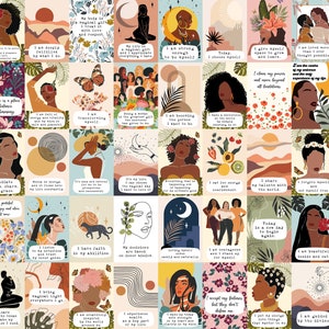 150 Cartões de Afirmação Imprimíveis para Mulheres Multiculturais, Cartões de Afirmação Positiva de Amor Próprio