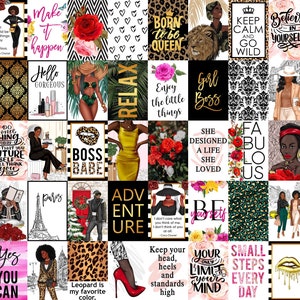 150 pcs, African American Women Art, Black Girl Wall Art, Lady Boss Wall Collage Kit, Boss Babe Affirmation Cards, Girl Boss Wall Art