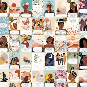 150 Afro-Amerikaanse vrouwen afdrukbare affirmatiekaarten, positieve zelfliefde affirmatiekaarten, affirmatiedeck voor zwarte vrouwen