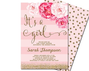 Girl Baby Shower Invitations Etsy Girl Baby Shower Invitations Etsy